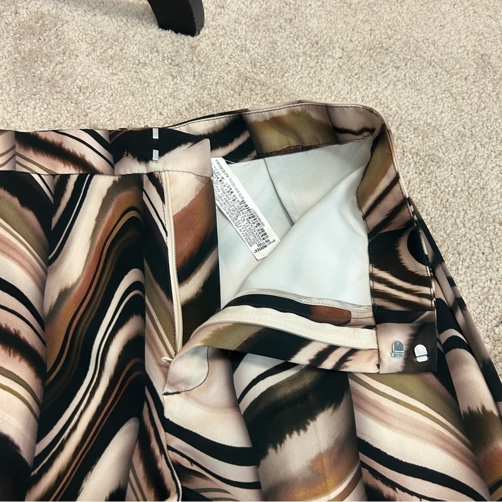Zara black brown cream printed flared trouser pants Sz XS NWT - Picture 10 of 17